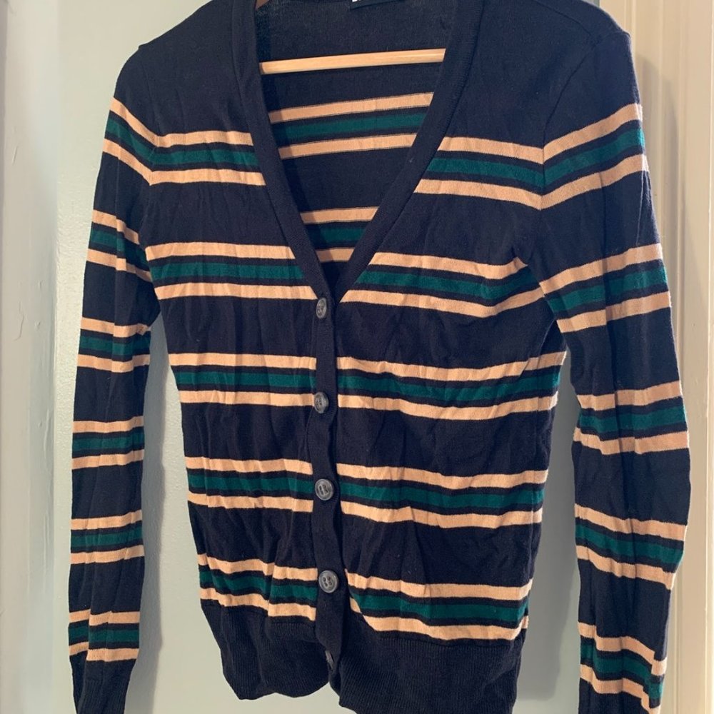 BDG Striped Button-Up Cardigan - S